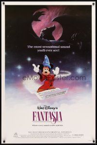5b218 FANTASIA 1sh R85 Sorcerer's Apprentice Mickey Mouse, Disney musical cartoon classic!
