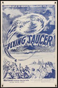 5b232 FLYING SAUCER military 1sh R53 cool sci-fi artwork of UFOs from space & terrified people!