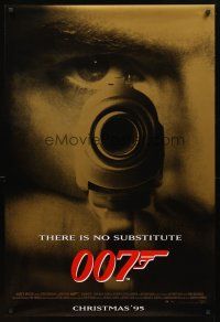 5b267 GOLDENEYE advance DS 1sh '95 Pierce Brosnan as secret agent James Bond 007, cool close-up!
