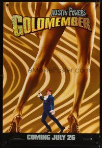 5b268 GOLDMEMBER foil teaser DS 1sh '02 Mike Meyers as Austin Powers between sexy legs!