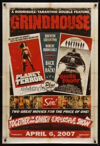 5b279 GRINDHOUSE advance DS 1sh '07 Rodriguez & Tarantino, Planet Terror & Death Proof!