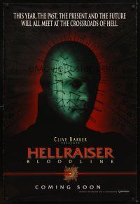 5b299 HELLRAISER: BLOODLINE teaser DS 1sh '96 Clive Barker, Pinhead at the crossroads of hell!
