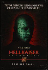 5b298 HELLRAISER: BLOODLINE teaser 1sh '96 Clive Barker, Pinhead at the crossroads of hell!