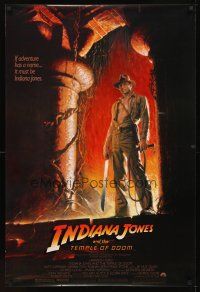 5b333 INDIANA JONES & THE TEMPLE OF DOOM 1sh '84 full-length art of Harrison Ford by Bruce Wolfe!