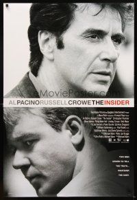 5b338 INSIDER int'l DS 1sh '99 Christopher Plummer, cool image of Al Pacino & Russell Crowe!