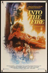 5b341 INTO THE FIRE 1sh '88 Drew Struzan art of sexy Olivia D'Abo, Susan Anspach, Art Hindle!