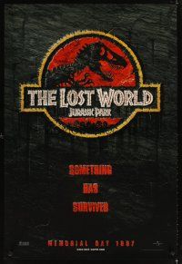 5b358 JURASSIC PARK 2 teaser DS 1sh '96 The Lost World, something has survived!