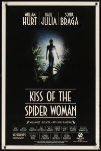 5b368 KISS OF THE SPIDER WOMAN 1sh '85 cool artwork of sexy Sonia Braga in spiderweb dress!