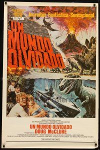 5b380 LAND THAT TIME FORGOT Spanish/U.S. 1sh '75 Edgar Rice Burroughs, cool dinosaur art!