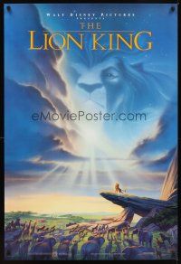 5b400 LION KING DS 1sh '94 Disney Africa jungle cartoon, Simba on Pride Rock, Mufasa in sky!