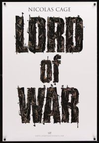 5b424 LORD OF WAR teaser 1sh '05 Nicolas Cage, cool gun title mosaic!