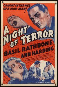 5b429 LOVE FROM A STRANGER 1sh R42 Basil Rathbone, Agatha Christie, A Night of Terror!