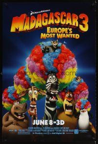 5b432 MADAGASCAR 3: EUROPE'S MOST WANTED advance DS 1sh '12 wacky image of scared animals in wigs!