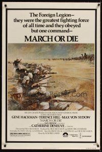 5b440 MARCH OR DIE paperbacked 1sh '77 Gene Hackman, Terence Hill, art of Foreign Legion by Jung!