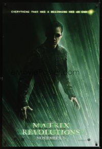 5b451 MATRIX REVOLUTIONS teaser DS 1sh '03 cool image of Keanu Reeves as Neo!