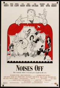 5b501 NOISES OFF DS 1sh '92 great wacky Al Hirschfeld art of cast as puppets!
