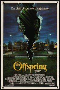 5b506 OFFSPRING 1sh '87 Vincent Price, the birth of your worst nightmare, cool torn poster art!