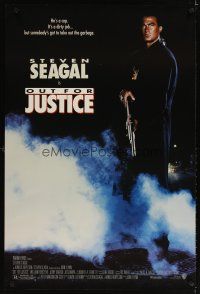 5b510 OUT FOR JUSTICE DS 1sh '91 great full-length image of Steven Seagal with shotgun!
