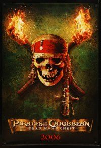 5b535 PIRATES OF THE CARIBBEAN: DEAD MAN'S CHEST int'l teaser DS 1sh '06 image of skull & torches!