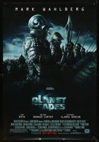 5b538 PLANET OF THE APES style C advance DS 1sh '01 Tim Burton, close-up image of huge ape army!