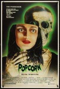 5b544 POPCORN 1sh '91 really cool wild Joann horror art, buy a bag, go home in a box!
