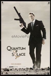 5b558 QUANTUM OF SOLACE teaser DS 1sh '08 Daniel Craig as Bond with H&K submachine gun!