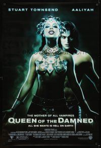 5b559 QUEEN OF THE DAMNED DS 1sh '01 close up of sexy vampire Aaliyah & Stuart Townsend!