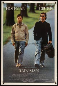 5b565 RAIN MAN advance 1sh '88 Tom Cruise & autistic Dustin Hoffman, directed by Barry Levinson!