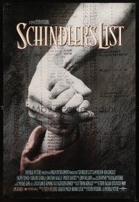 5b624 SCHINDLER'S LIST DS 1sh '93 Steven Spielberg World War II classic, Best Picture winner!