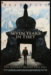 5b629 SEVEN YEARS IN TIBET advance DS 1sh '97 adventurer Brad Pitt, Jean-Jacques Annaud!