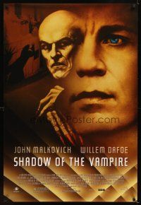 5b631 SHADOW OF THE VAMPIRE 1sh '00 art of John Malkovich as F.W. Murnau, Willem Dafoe!