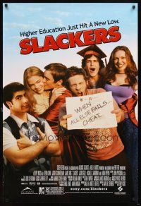 5b643 SLACKERS DS 1sh '01 Devon Sawa, Jason Schwartzman, Laura Prepon, when all else fails, cheat!