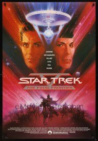5b668 STAR TREK V 1sh '89 The Final Frontier, art of William Shatner & Leonard Nimoy by Bob Peak!