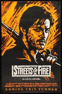 5b002 STREETS OF FIRE orange advance 1sh '84 Walter Hill directed, different art of Michael Pare!