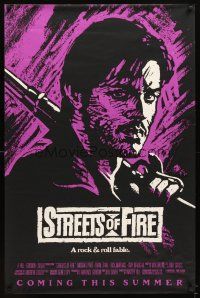 5b003 STREETS OF FIRE purple advance 1sh '84 Walter Hill directed, different art of Michael Pare!