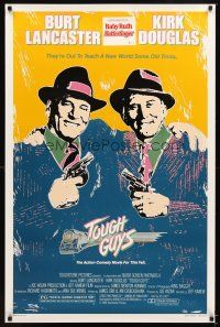 5b729 TOUGH GUYS 1sh '86 great artwork of partners in crime Burt Lancaster & Kirk Douglas!