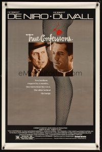 5b738 TRUE CONFESSIONS 1sh '81 priest Robert De Niro, detective Robert Duvall & sexy leg!