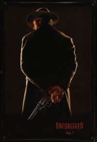 5b757 UNFORGIVEN dated teaser DS 1sh '92 classic image of gunslinger Clint Eastwood w/back turned!