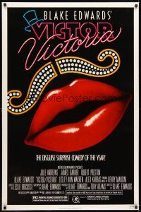 5b765 VICTOR VICTORIA 1sh '82 Blake Edwards, cool lips & mustache art by John Alvin!