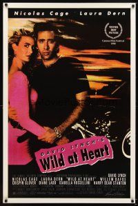 5b786 WILD AT HEART 1sh '90 David Lynch, Nicolas Cage & Laura Dern, a wild ride!