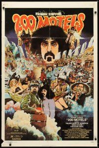 5c001 200 MOTELS 1sh '71 directed by Frank Zappa, rock 'n' roll, wild McMacken artwork!