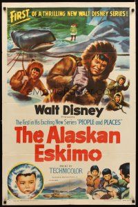 5c011 ALASKAN ESKIMO style A 1sh '53 Walt Disney, art of arctic natives, People & Places series!