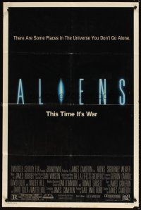 5c015 ALIENS 1sh '86 Sigourney Weaver, Carrie Henn, some places you don't go alone!