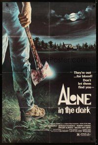 5c017 ALONE IN THE DARK 1sh '82 great D.F. Henderson axe murderer horror art!