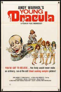 5c025 ANDY WARHOL'S DRACULA 1sh R76 different cartoon art of Young Dracula Udo Kier & sexy girls!