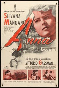 5c029 ANNA 1sh '53 sultry, sensational Silvana Mangano, Vittorio Gassman!