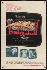 5c039 BABY DOLL 1sh '57 Elia Kazan, classic image of sexy troubled teen Carroll Baker!