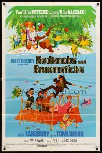 5c054 BEDKNOBS & BROOMSTICKS 1sh '71 Walt Disney, Angela Lansbury, great cartoon art!