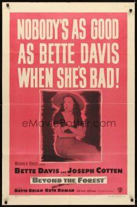 5c058 BEYOND THE FOREST 1sh '49 King Vidor, nobody's as good as smoking Bette Davis when she's bad