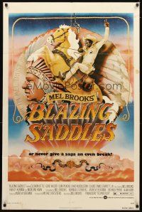 5c071 BLAZING SADDLES 1sh '74 classic Mel Brooks western, art of Cleavon Little by Alvin!